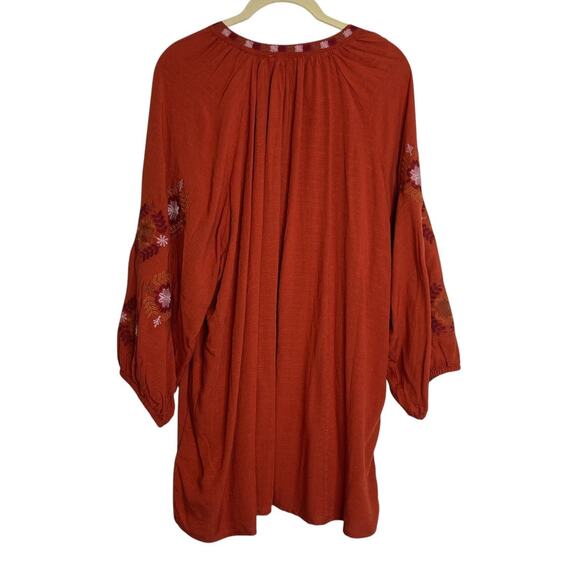 Nurture by Westbound Womens Tunic Top 2X Burnt Orange Embroidered Boho Peasant - Picture 3 of 8